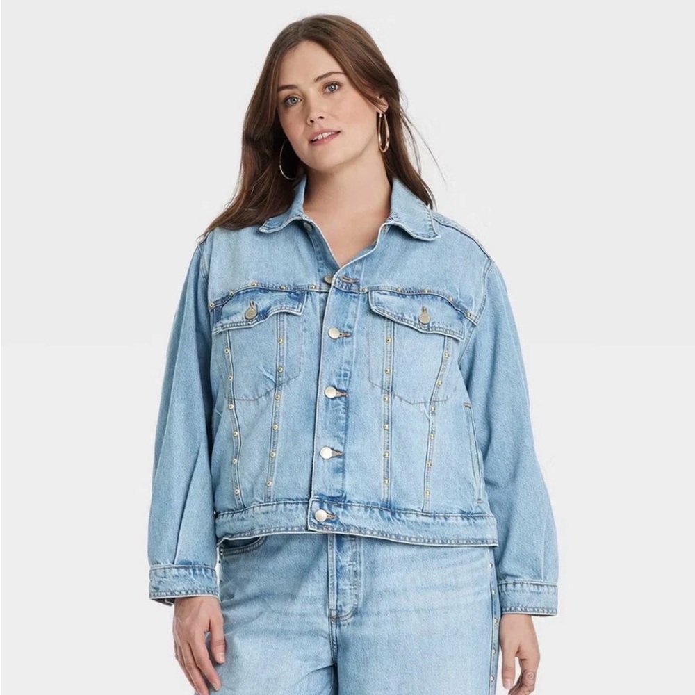 Universal Thread Studded Light Blue Denim Jacket - Picture 8 of 8